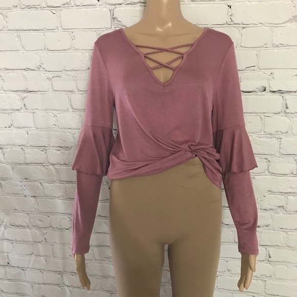 Wide sleeve western boho flare bell sleeve long sleeve rodeo Top - Picture 4 of 5